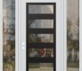 Modern Steel Front Door Diamond C9 68" x 96" white/white clear Glass Panel black RHI with 2 Sidelites and Transom clear Glass