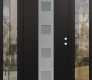 Modern Steel Front Door DIAMOND A12 60" X 80" BLACK/WHITE FROSTED GLASS PANEL STAINLESS STEEL LHI WITH 2 SIDELITES CLEAR GLASS