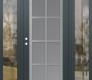 Modern Steel Front Door Diamond C16 60" x 80" anthracite/anthracite frosted Glass Panel stainless steel RHI with 2 Sidelites clear Glass