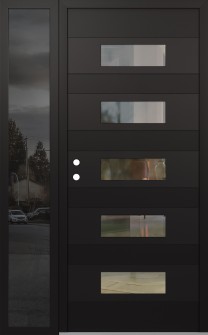 Diamond D5 52" x 80" black/black clear Glass Panel black RHI with Sidelite mirrored Glass