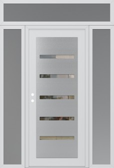 Diamond C7 60" x 96" white/white clear Glass Panel stainless steel RHI with 2 Sidelites and Transom frosted Glass