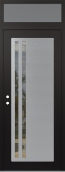 Diamond C6 36" x 96" black/black clear Glass Panel stainless steel RHI with Transom frosted Glass