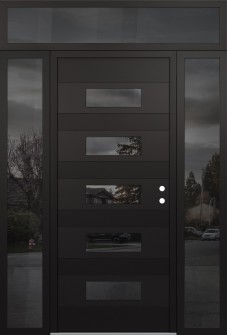 Diamond D5 68" x 96" black/black mirrored Glass Panel black LHI with 2 Sidelites and Transom mirrored Glass