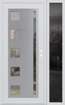Diamond C3 52" x 80" white/white clear Glass Panel stainless steel LHI with Sidelite mirrored Glass