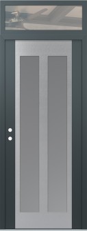 Diamond C14 36" x 96" anthracite/anthracite frosted Glass Panel stainless steel RHI with Transom clear Glass