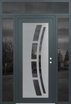 Diamond C12 68" x 96" anthracite/anthracite mirrored Glass Panel stainless steel LHI with 2 Sidelites and Transom mirrored Glass