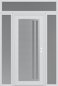 Diamond C6 68" x 96" white/white frosted Glass Panel stainless steel LHI with 2 Sidelites and Transom frosted Glass