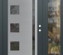 Modern Steel Front Door Diamond C3 52" x 80" anthracite/anthracite mirrored Glass Panel stainless steel LHI with Sidelite clear Glass