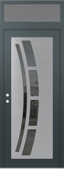 Diamond C12 36" x 96" anthracite/anthracite mirrored Glass Panel stainless steel RHI with Transom frosted Glass
