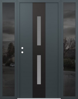 DIAMOND A6 68" X 80" ANTHRACITE/ANTHRACITE FROSTED GLASS PANEL BLACK RHI WITH 2 SIDELITES MIRRORED GLASS