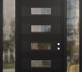 Modern Steel Front Door Diamond D5 60" x 96" black/black clear Glass Panel black LHI with 2 Sidelites and Transom clear Glass