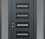 Modern Steel Front Door Diamond D4 68" x 96" anthracite/anthracite frosted Glass Panel black RHI with 2 Sidelites and Transom frosted Glass