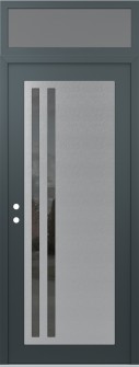 Diamond C6 36" x 96" anthracite/anthracite mirrored Glass Panel stainless steel RHI with Transom frosted Glass