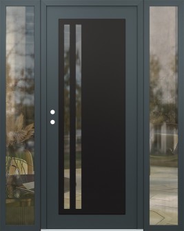 Diamond C6 64" x 80" anthracite/anthracite clear Glass Panel black RHI with 2 Sidelites clear Glass