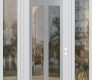 Modern Steel Front Door Diamond C14 60" x 96" white/white clear Glass Panel stainless steel LHI with 2 Sidelites and Transom clear Glass