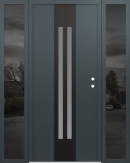 DIAMOND A8 68" X 80" ANTHRACITE/ANTHRACITE FROSTED GLASS PANEL BLACK LHI WITH 2 SIDELITES MIRRORED GLASS