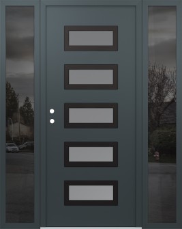 Diamond D1 60" x 80" anthracite/anthracite frosted Glass Panel black RHI with 2 Sidelites mirrored Glass