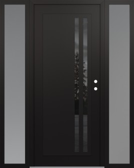 Diamond C6 60" x 80" black/black mirrored Glass Panel black LHI with 2 Sidelites frosted Glass