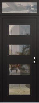 Diamond C2 36" x 96" black/black clear Glass Panel black LHI with Transom clear Glass