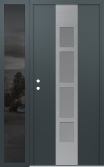 DIAMOND A10 48" X 80" ANTHRACITE/ANTHRACITE FROSTED GLASS PANEL STAINLESS STEEL RHI WITH SIDELITE MIRRORED GLASS