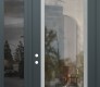 Modern Steel Front Door Diamond C1 48" x 96" anthracite/anthracite clear Glass Panel stainless steel RHI with Sidelite and Transom mirrored Glass
