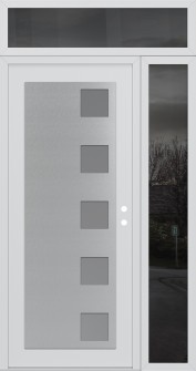 Diamond C5 48" x 96" white/white frosted Glass Panel stainless steel LHI with Sidelite and Transom mirrored Glass