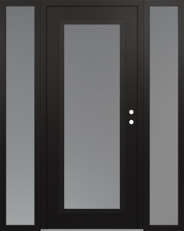 Diamond C1 64" x 80" black/white frosted Glass Panel black LHI with 2 Sidelites frosted Glass