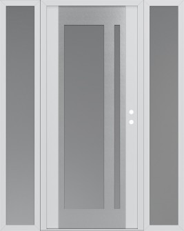 Diamond C15 60" x 80" white/white frosted Glass Panel stainless steel LHI with 2 Sidelites frosted Glass