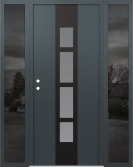 DIAMOND A10 60" X 80" ANTHRACITE/ANTHRACITE FROSTED GLASS PANEL BLACK RHI WITH 2 SIDELITES MIRRORED GLASS