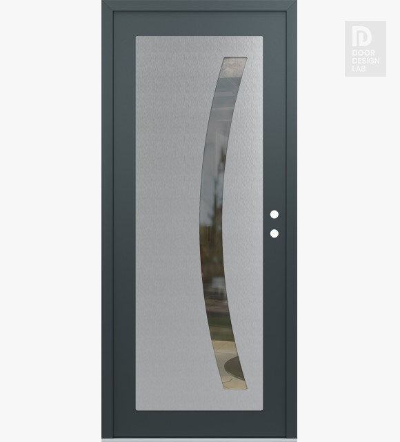 Modern Steel Front Door Diamond C4 36" x 80" anthracite/anthracite clear Glass Panel stainless steel LHI