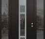 DIAMOND A9 64" X 96" BLACK/BLACK MIRRORED GLASS PANEL STAINLESS STEEL RHI WITH 2 SIDELITES AND TRANSOM MIRRORED GLASS
