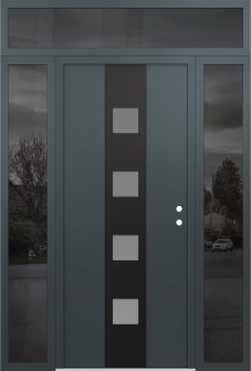 DIAMOND A12 60" X 96" ANTHRACITE/ANTHRACITE FROSTED GLASS PANEL BLACK LHI WITH 2 SIDELITES AND TRANSOM MIRRORED GLASS