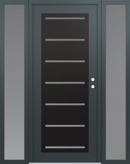 Diamond C11 60" x 80" anthracite/anthracite frosted Glass Panel black LHI with 2 Sidelites frosted Glass