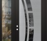 Modern Steel Front Door Diamond C12 48" x 96" black/black mirrored Glass Panel stainless steel RHI with Sidelite and Transom clear Glass