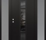 Modern Steel Front Door DIAMOND A10 68" X 80" BLACK/BLACK MIRRORED GLASS PANEL BLACK RHI WITH 2 SIDELITES FROSTED GLASS
