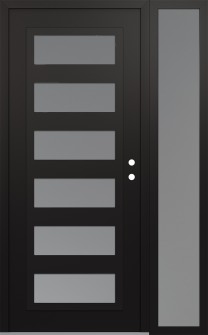 Diamond C9 50" x 80" black/white frosted Glass Panel black LHI with Sidelite frosted Glass