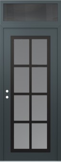 Diamond C16 36" x 96" anthracite/anthracite frosted Glass Panel black RHI with Transom mirrored Glass