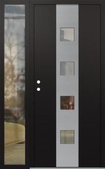 DIAMOND A12 52" X 80" BLACK/BLACK CLEAR GLASS PANEL STAINLESS STEEL RHI WITH SIDELITE CLEAR GLASS