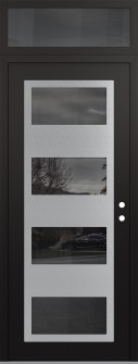 Diamond C2 36" x 96" black/black mirrored Glass Panel stainless steel LHI with Transom mirrored Glass