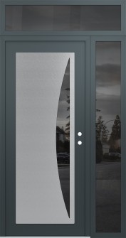 Diamond C13 48" x 96" anthracite/anthracite mirrored Glass Panel stainless steel LHI with Sidelite and Transom mirrored Glass