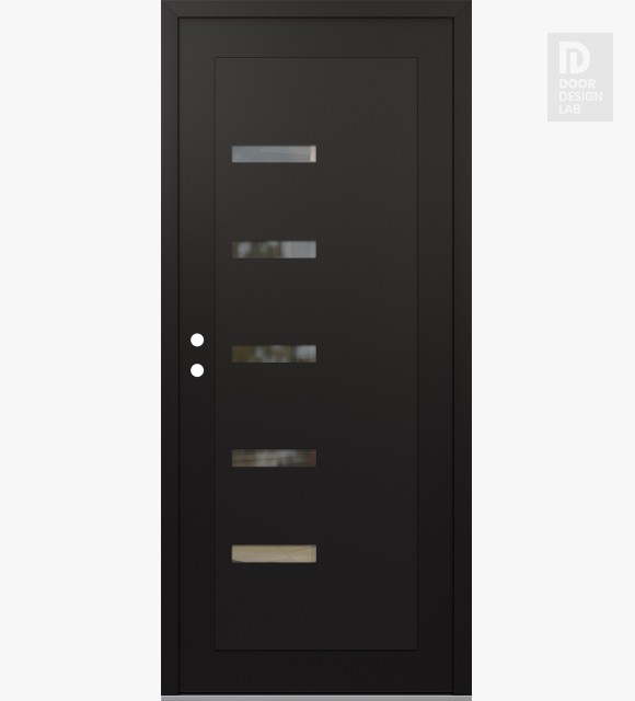 Modern Steel Front Door Diamond C8 36" x 80" black/black clear Glass Panel black RHI