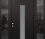 Modern Steel Front Door DIAMOND A11 60" X 96" BLACK/WHITE FROSTED GLASS PANEL BLACK RHI WITH 2 SIDELITES AND TRANSOM MIRRORED GLASS