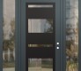 Modern Steel Front Door Diamond C10 60" x 96" anthracite/anthracite clear Glass Panel black LHI with 2 Sidelites and Transom clear Glass