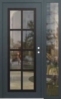 Diamond C16 52" x 80" anthracite/anthracite clear Glass Panel black LHI with Sidelite clear Glass