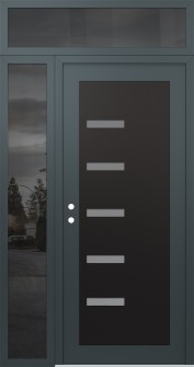 Diamond C8 50" x 96" anthracite/anthracite frosted Glass Panel black RHI with Sidelite and Transom mirrored Glass