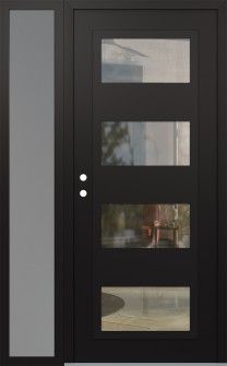 Diamond C2 52" x 80" black/black clear Glass Panel black RHI with Sidelite frosted Glass