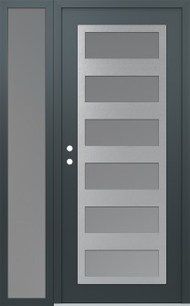 Diamond C9 52" x 80" anthracite/anthracite frosted Glass Panel stainless steel RHI with Sidelite frosted Glass