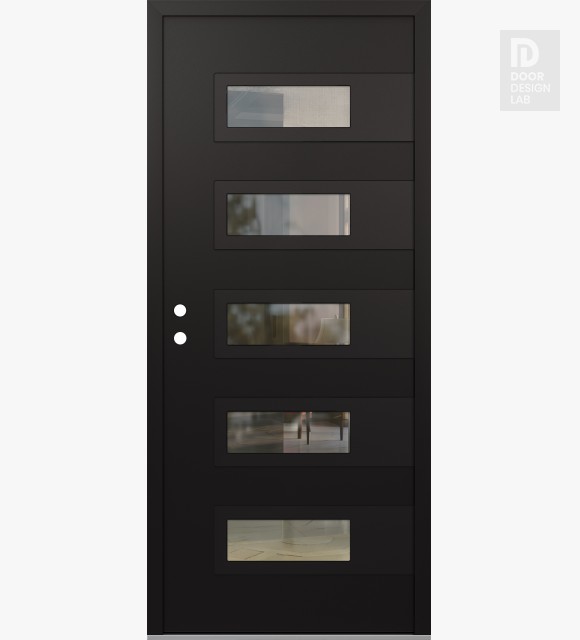 Modern Steel Front Door Diamond D3 36" x 80" black/black clear Glass Panel black RHI