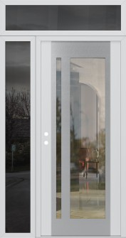 Diamond C15 52" x 96" white/white clear Glass Panel stainless steel RHI with Sidelite and Transom mirrored Glass