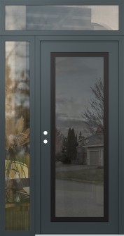 Diamond C1 52" x 96" anthracite/anthracite mirrored Glass Panel black RHI with Sidelite and Transom clear Glass